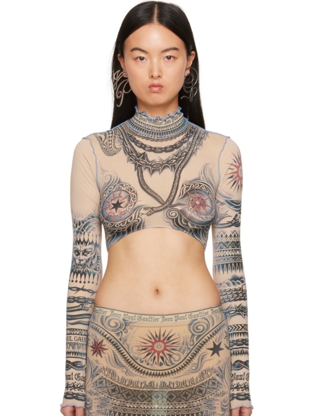 Jean Paul Gaultier Tattoo Beige Soleil Top